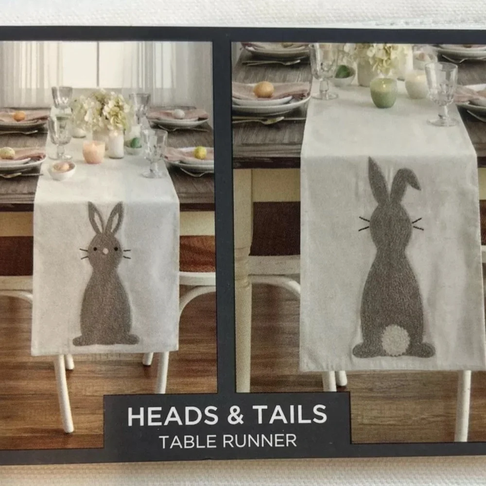 The Farmhouse by Rachel Ashwell Rabbit Heads & Tails Table Runner 70” Easter